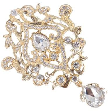 BESTonZON Elegante Kronenbrosche aus Legierung Goldfarben mit Strasssteinen Modische Frauenbrosche als Schmuckaccessoire für Party und Casual Anlässe