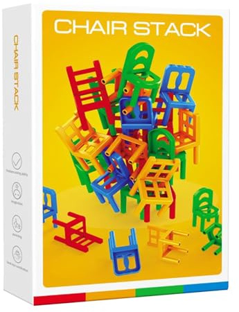 Pufei 42 Stück Bausteine, Stapelstühle, wiederverwendbar, interaktives Eltern-Kind-Tischspiel, stapelbares Stuhl-Balance-Spiel für Familientreffen und Selbstunterhaltung