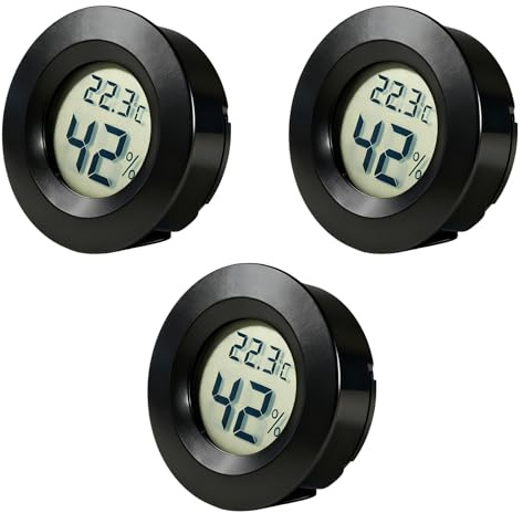 3Pcs Hygrometer Humidity Meter, Digital Humidity Sensor Thermometer with LCD Display, Mini Vivarium Thermometer for Greenhouse, Bedroom, Babyroom, Office