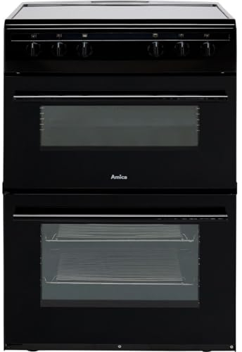 Amica 60cm Double Oven Electric Cooker with Ceramic Hob - Black
