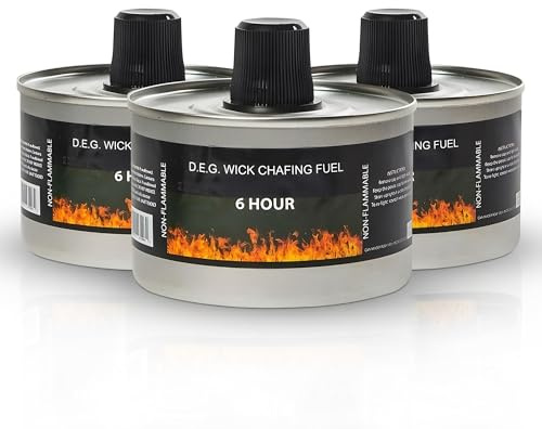 We Can Source It Ltd - Set of 24 Chafing Fuel Cans - 6 Hour Burn, Non-Flammable Liquid Wick Fuel - Safe, Re-Lightable, Cool-Touch Cans for Bain Maries, Chafing Dishes, Buffets & Catering Events