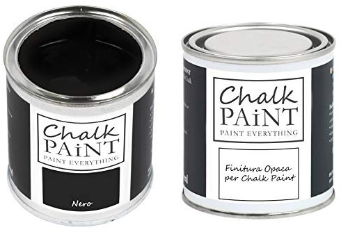 CHALK PAINT EVERYTHING Nero & FINITURA - Kit Pronto Vernicia e Proteggi (250 ml + 250 ml)