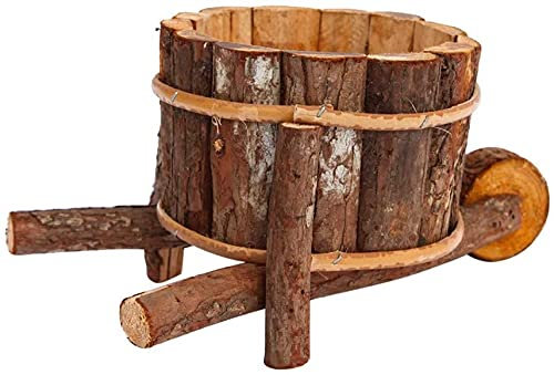 zaizai Vaso da Fiori Carrello in Legno, Vaso Combinato Carnoso Creativo, Fioriera Ornamentale con Carriola per Fiori Artificiali per Decorazione da Giardino