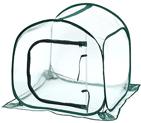 Tesmotor Mini Invernadero, Cubierta de Plantas de jardinería portátil pequeña PVC para Interiores y Exteriores, Miniinvernadero portátil 80 x 80 x 80 cm