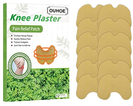 Longlasting 48PCS Pain Relief Patch Knee Sore Patch Wormwood Sticker Self Adhesive Heat Pads Knee Moxa Plaster Promote Blood Circulation Relieve Muscles Joints Pain Relief