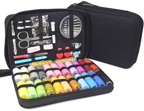 Nähset 97PCS Nähzubehör 24 Spulen Faden Komplettes Mini Nähzeug für Anfänger, Reisende, Verwandte und Freunde, Schwarz