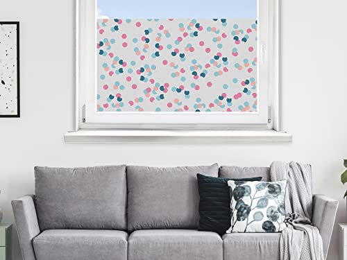 GRAZDesign Sichtschutzfolie Unisex, Glasdekorfolie für Fenster und Glasflächen, Punkte Mix Konfetti, Blickschutz für Küche Diele Kinderzimmer Bad Wohnzimmer Büro / 100x57cm