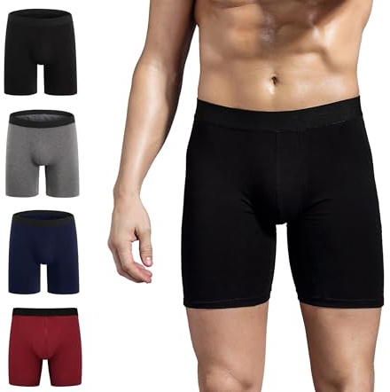 ZLYC Caleçon Coton Long Boxer pour Homme(Lot de 4 Rouges Assortis),XL