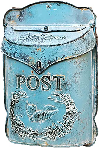 briefkästen Briefkasten zur Wandmontage, Landhaus-Dekoration aus Eisen im Distressed-Metall-Stil, regenfeste Briefkästen für den Außenbereich mit Schloss