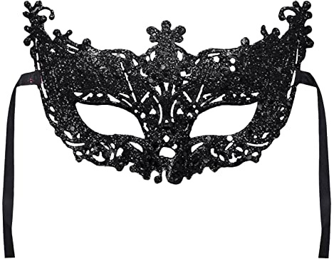 REYYOISKA Venezianische Maske Schwarz für Halloween Karneval Party Kostüm Ball - Augenmaske für Herren und Damen (Schwarz, One Size)