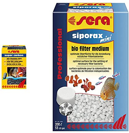 Sera, Super Carbon - Carbone Attivo & 0685 siporax mini - Filtro ad alte prestazioni professionale specifico l’impiego in piccoli acquari, 270g
