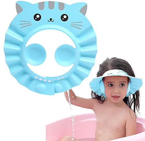 Cuffia da doccia per bambini, con visiera regolabile, protegge gli occhi, le orecchie, il viso, la doccia, il lavaggio dei capelli, lo shampoo e le orecchie, impermeabile, per neonati e bambini
