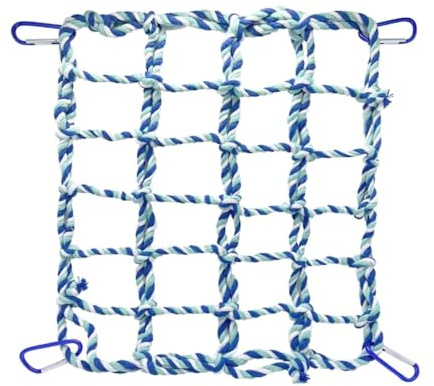 Vogel Seil Kletternetz, Vogelseilnetz Hängematte Schaukel, Kleines Haustier Kletternetz Baumwoll Kletterseil, Leiterbrücke mit 4 Haken für Ratten Hamster Vögel Frettchen (27,9 X 20,1cm)