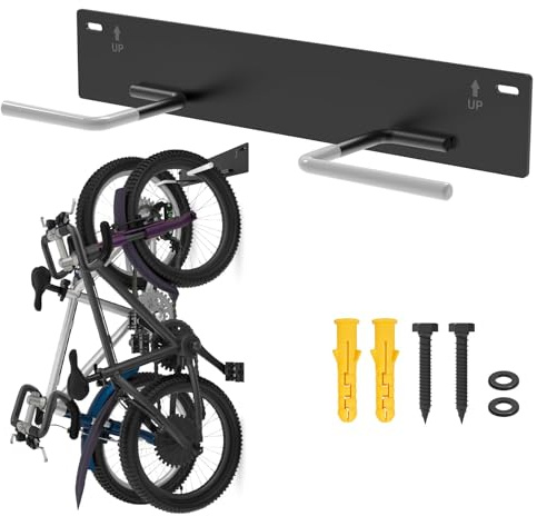 Fat Tire Bike Rack Wall Mount Garage Storage,Fat Tire Bike Storage Rack for Garage,Heavy Duty Fat Tire Bike Wall Mount Hanger Hooks Max 100lbs,Vertical Fat Tire Mountain Bike Rack(Hold 2 Bikes)