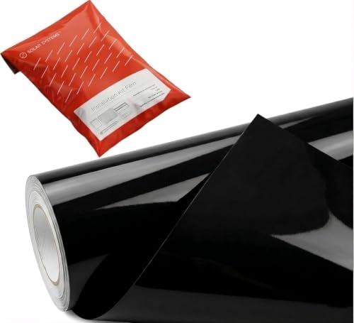Solar Systems Selbstklebend Schwarz Glanz Autofolie - Car Wrapping Folie - Tönungsfolie Auto inklusive Montagezubehör 152x50cm