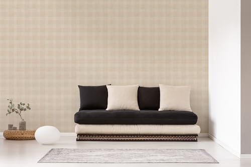 BRICOFLOR Karierte Tapete im Landhausstil Klassische Vliestapete in Beige ideal für Esszimmer und Schlafzimmer