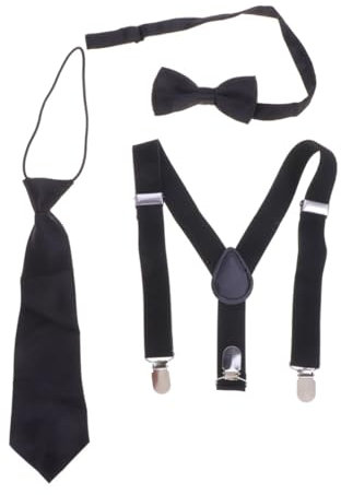GALPADA 3stücke Teiliges Set Kinderhosenträger Mit Fliege Und Krawatte Elastische Einfarbige Hosenträger Für Jungen Und Mädchen Für Besondere Anlässe Und Alltag