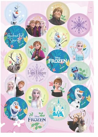 Dekora, Mini Dischi di Ostia di Frozen, Decorazioni Commestibili per Cupcake, Biscotti e Muffin, Merende e Feste per Bambini Frozen Il Regno di Ghiaccio, Dischi da 3,4 CM
