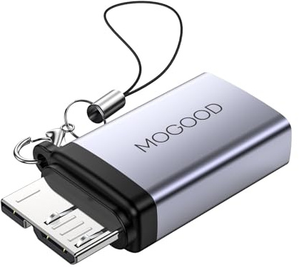 MOGOOD Micro B Macho a USB Hembra, Micro B a usb3.0 Hembra, Micro B a USB Hembra Data Adapter para Ordenadores, computadoras portátiles, Discos Duros externos adaptadores de convertidor (1 Paquete)