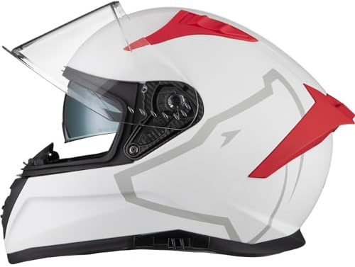 Agrius Storm Shield motorcykelhjälm XL matt ljusgrå röd