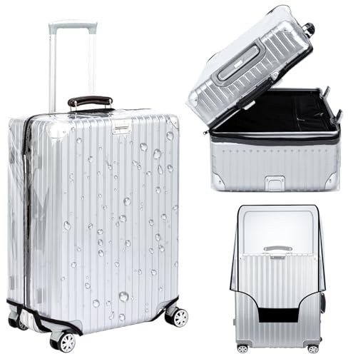 Veki Transparent Koffer Abdeckungen mit einem Reißverschluss, Gepäck Cover PVC wasserdichte Staubdicht Kofferabdeckung, Kratzschutz Koffer Schutzhülle Reisekoffer Hülle (Dreimal Sieben offen, 28zoll)