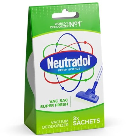 Super Fresh Vac Sacs Vacuum Deodorizer Sachets Vacuum Hoover Air Freshener Eliminates Odours for Pets, Cooking, Smoking & Waste (3 Sachets)