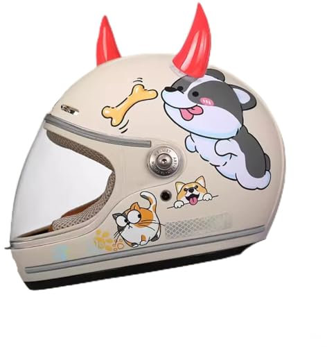 QJWMatic Kinder-Motorrad-Integralhelm Leichte Sturzhelme Mit Visier Für MTB BMX Radfahren Roller Jungen Und Mädchen Im Alter Von 4–15 Jahren F,46-53CM