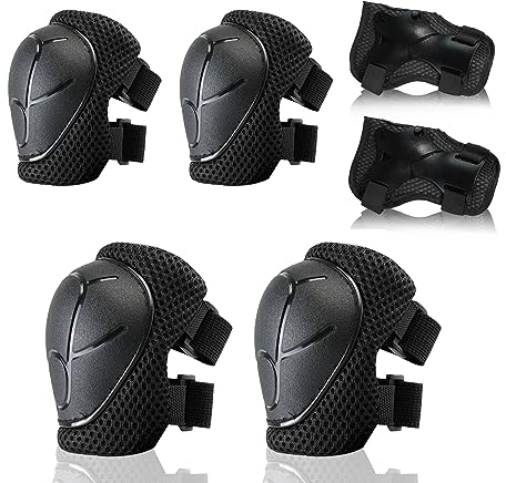 BURSUN Knieschoner Kinder, Verstellbar Schoner Inliner Kinder Knieschützer Protektoren Set knie und Ellenbogenschützer Handgelenkschoner Kinder Schützer für Inliner Fahren Skateboard, 3-8 Jahren