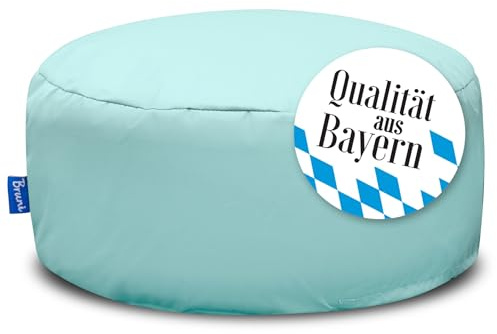 Bruni Pouf Sittpall M i mintgrön – rund sittpuff, inomhus och utomhus lämplig som fotpall, yogasittkudde, meditationskudde, tillverkad i Tyskland