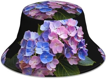 WHJYYXDE Beaux imprimés hortensia de qualité supérieure - Réfléchissant - Double face - Pour homme et femme - Noir, Noir , Taille unique