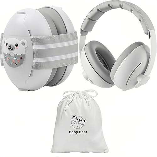 Casque anti-bruit 2 en 1 pour bébés et tout-petits jusqu'à 4 ans, certifié CE et EN71 – Casque anti-bruit réglable, casque confortable pour bébé contre les dommages auditifs et améliore le sommeil