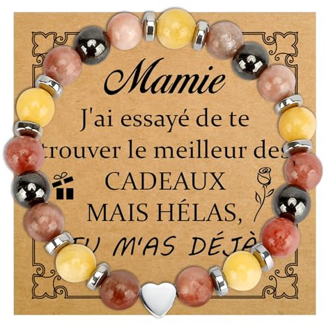 SereneGLow Cadeau Fete Des Meres Cadeaux Fete Des Grand Mere Idee Cadeau Mamie: Bracelet Pierre Naturelle pour Grand-Mère, Fête Des Grands-Parents, Femme - Cadeaux Noël