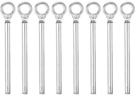 sourcing map Ring Lifting Expansion Eyebolt, 8pcs M6x150mm 304 Stainless Steel Expansion Screw with Eye Ring for Concrete Brick Wall