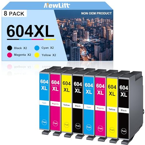 NewLift 604XL Druckerpatronen Kompatibel für Epson 604 Patronen 604XL für Expression Home XP-2205 XP-3200 XP-4200 XP-4205 XP-3205 Workforce WF 2935 (8er-Pack)