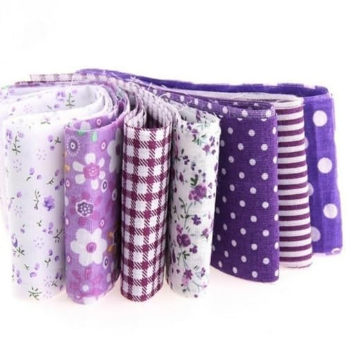 Blausky 2 Set 14 Stück 10 x 100 cm Stoffe zum Nähen Baumwolle,Baumwollstoff,Stoffpakete,Patchwork Stoffe Baumwolle Tuch mit Bunt Blumenmuster Quiltingstoffe für Quilten DIY,Dekoration Basteln,Lila