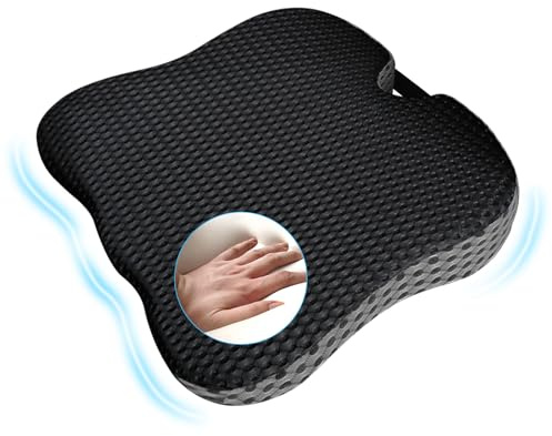 Mycketop Cojín de asiento de coche, cojín de cuña para asiento de coche, cojín de espuma viscoelástica suave, almohadilla de asiento transpirable para coche, silla de ruedas, hogar, oficina, juegos