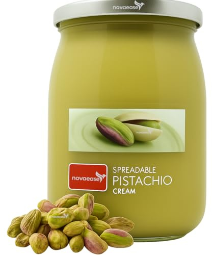 Novaease Pistachio Cream 600g, Creamy Luxurious Pistachio Perfect for Desserts, Snacks, Chocolates Spread, Dubai Chocolate Inspired, Made in Italy, Piissti Sicilian Pista Flavour