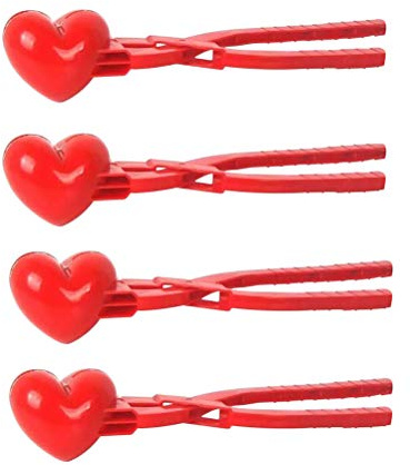 ZAWELIYO Heart Shape Snowball Maker Toys Heart Snowball Mold Sand Mold Red for Snow Ball Fights Playground (Red 4PCS)