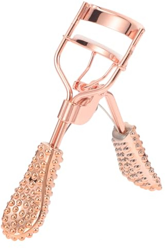 Wimpernzange für Frauen mit Ergonomischem Griff, Roségoldfarben, Kleiner | Metallbeschichtet mit Gummi, kein Zwicken, für Make Up, Kompakte Form, Praktisches Kosmetikwerkzeug für Unterwegs