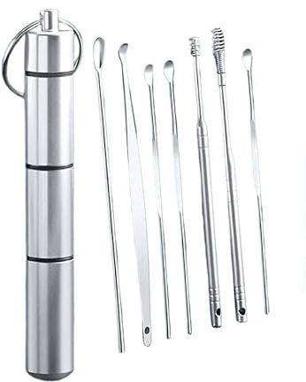 Ohrwax Entfernung Kit, Ohrenschmalz-Entfernungsset, 7-teiliges Ohrenreinigungsset mit Aufbewahrungsbox, Werkzeuge zur Ohrenschmalz-Entfernung, Ohrenreiniger-Set, Ohrenschmalz-Reiniger-Set aus Edelstah