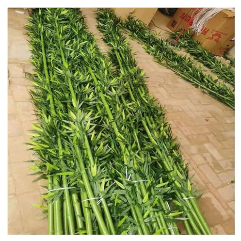 Paravent d'extérieur en Bambou Artificiel pour Parc, Jardin, Cour, terrasse, Porche, pergola, Patio, Hautes Fausses Plantes Vertes avec jardinière en Bois, cloison de Salle d'exposition(40 Bamboo,2m/6