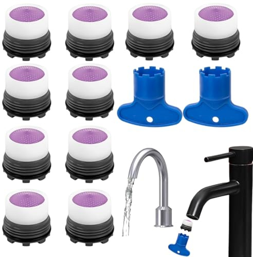 DWFEYOI 8 Pezzi Aeratore Rubinetto M16.5, Rompigetto Rubinetto Cucina Plastica, M16.5 Filtri Rubinetti Lavandino, Filtri Rubinetto con 2 Chiave Aeratore Rubinetto, Aeratori per Rubinetto per Bagno