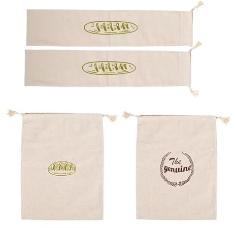 ZFIHAV Sacs à Pain en Tissu, 4 pièces, Sacs de Rangement de Pain Fait Maison, Non Blanchis, réutilisables, Grand Stockage Naturel for Pain Artisanal(Beige01)