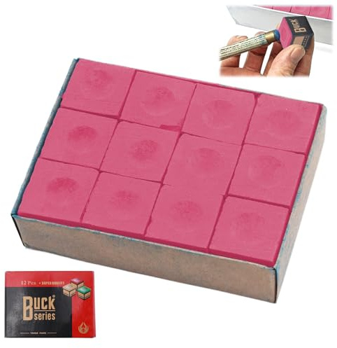 Sumneo Lot de 12 craies de billard professionnelles avec poudre huileuse antidérapante pour snooker et billard de piscine - Craie de précision durable pour joueurs professionnels et amateurs (rose)