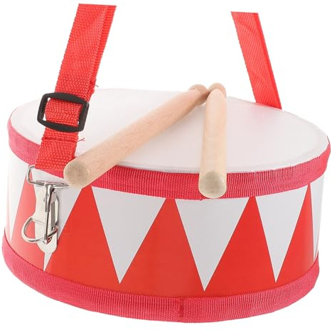 Mikinona Set Tamburo Educativo per Bambini Piccolo Tamburo a Due Facce e Bacchette in Legno e Nailon, Strumento Musicale di Percussione Sicuro per Stimolare Interesse Musicale Bambini