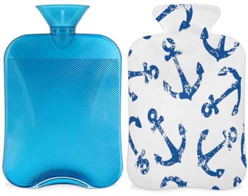 Borsa dell'acqua calda con coperchio, 2 l, per alleviare il dolore, collo morbido e spalle, mani e piedi, impacco caldo e freddo per adulti e bambini