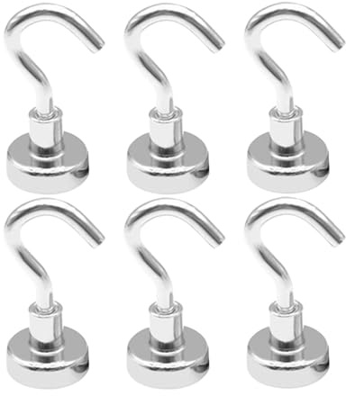 RUILILANG 6 Pack Magnet Hooks, 8KG(17.6LBS) Heavy Duty Strong Magnetic Hooks for Fridge, Extra Strong Cruise Hook for Hanging, Magnetic Hanger for Curtain, Grill