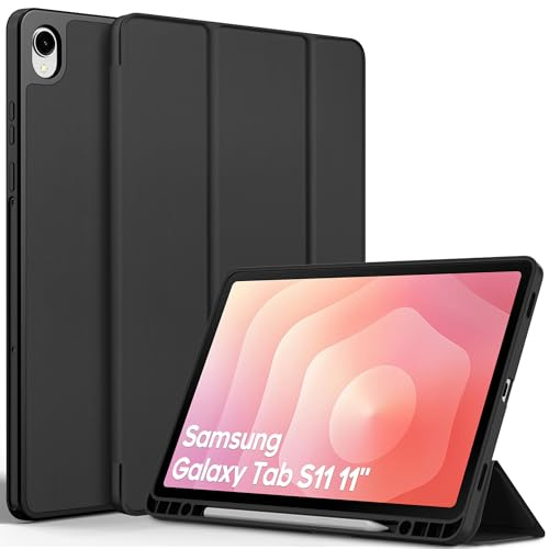 EasyAcc Hülle für Samsung Galaxy Tab S11 2025 11 Zoll mit S Pen Halter | für Samsung SM-X730 / SM-X736 Ultra Dünn mit Standfunktion Smart PU Leder Schutzhülle,Schwarz
