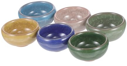 DECOMELODY Tazón Color Aleatorio Sencillo de Cerámica Efecto Hielo para Aceites Esenciales, 6 Piezas, sin Rebabas, Adecuado para Salones de Belleza y Masajes en Casa