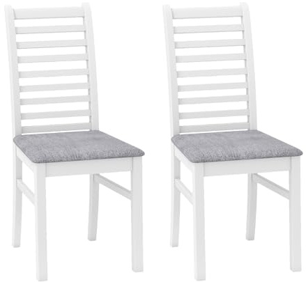 COSTWAY Esszimmerstühle 2er Set, Küchenstuhl Holz, Esstisch Stühle mit gepolsterter Sitz, Holzstühle bis 180 kg belastbar, Essstühle für Esszimmer, Küche (Weiß)